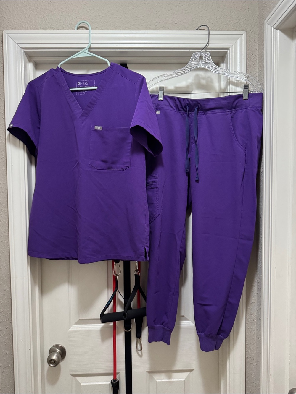 Figs Women's Purple Scrub Top & Jogger Set